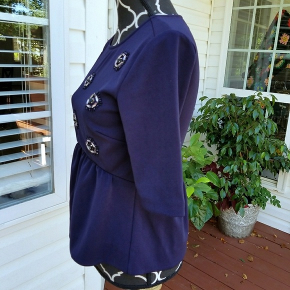 ANN TAYLOR BLUE PEPLUM Top Sz Xs - Picture 2 of 7